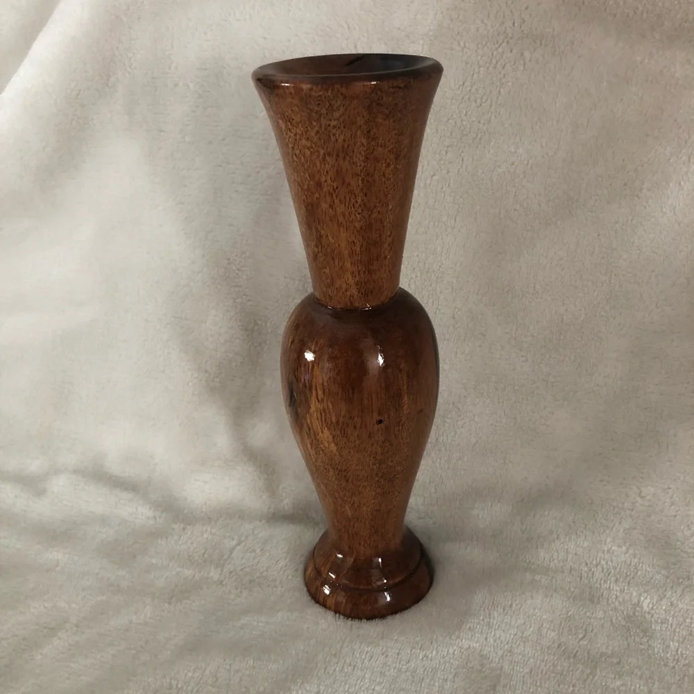 Glossy Wood Vase 8” Handmade Hand turned Artisan Decor